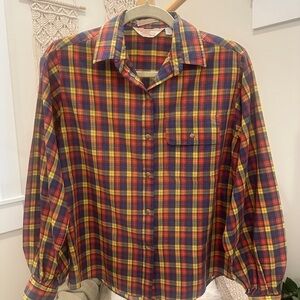The Fox Collection Plaid Button-Front Shirt Women’s M